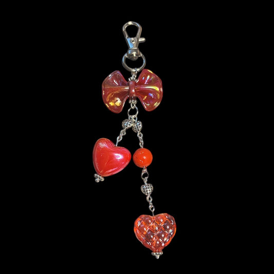 Red Bow & Heart Bag Charm.