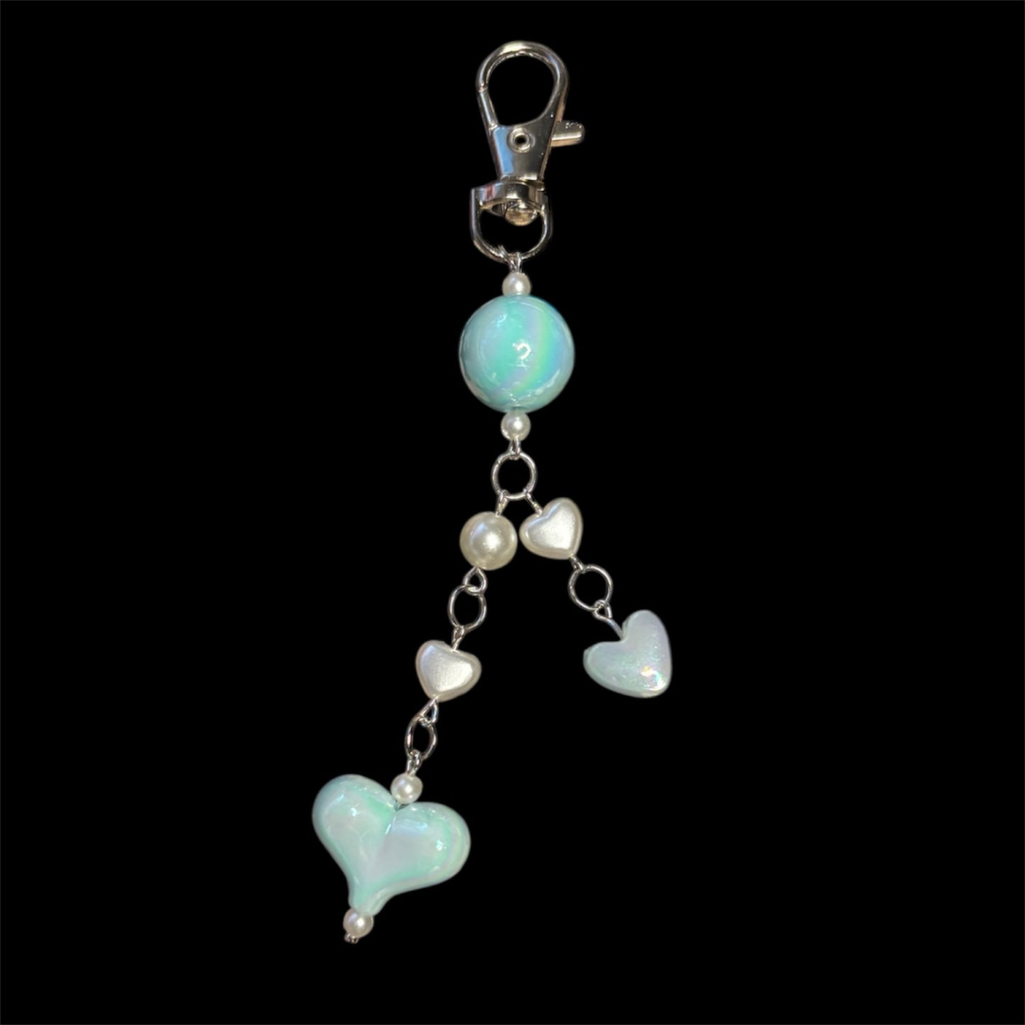 Blue Pearl Heart Bag Charm